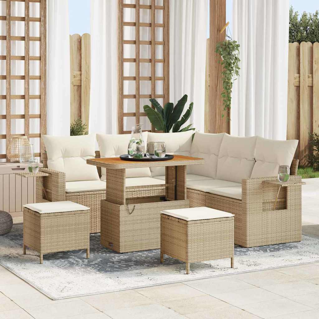 Gartensofa-set 8 stk. Beige Poly-Rattan