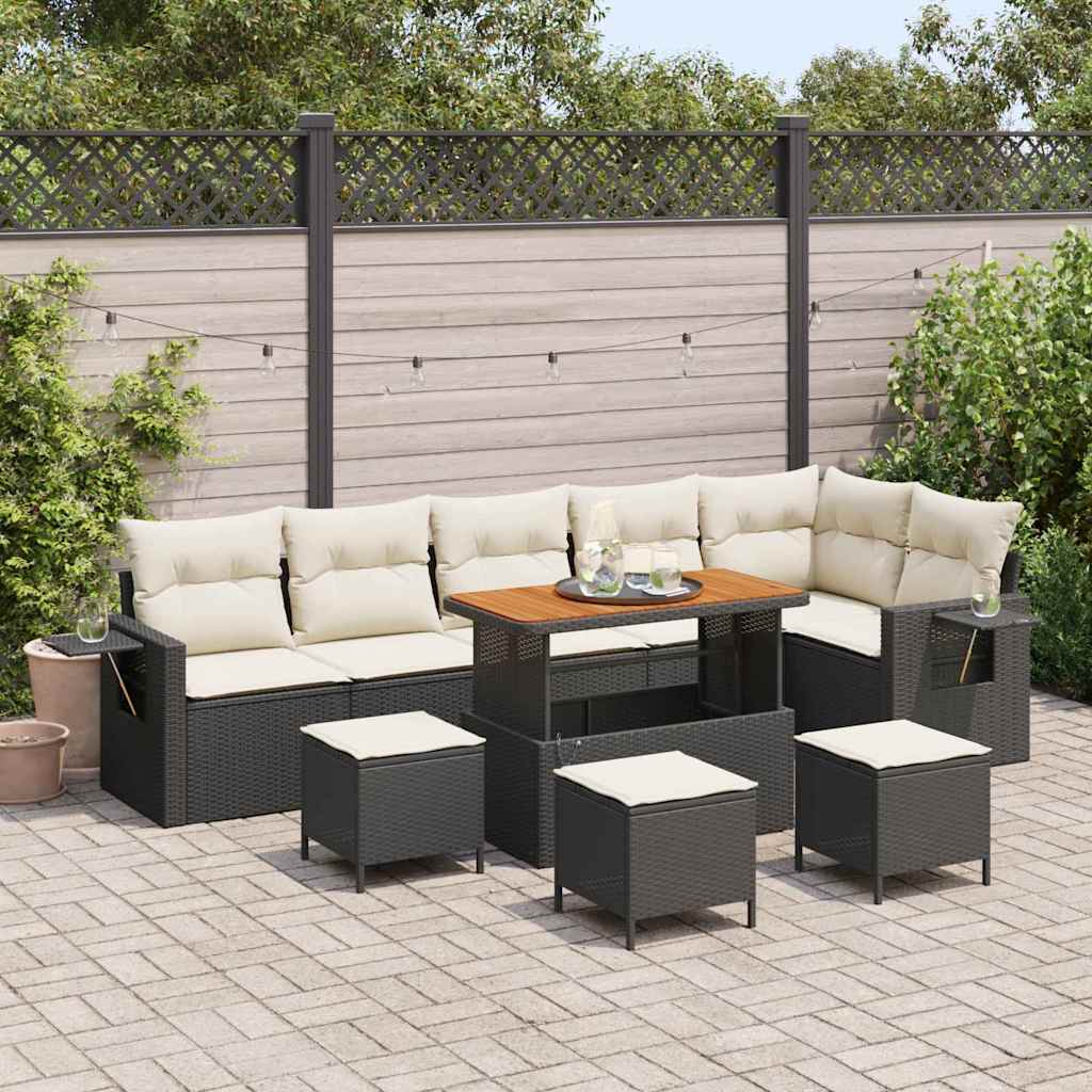 Gartensofa-set 10 stk. Schwarz Poly-Rattan