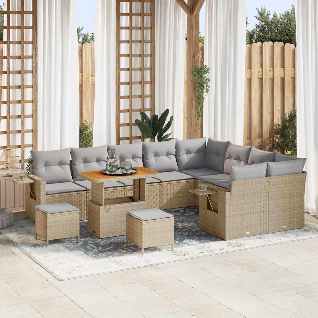 Gartensofa-set 12 stk. Beige Poly-Rattan