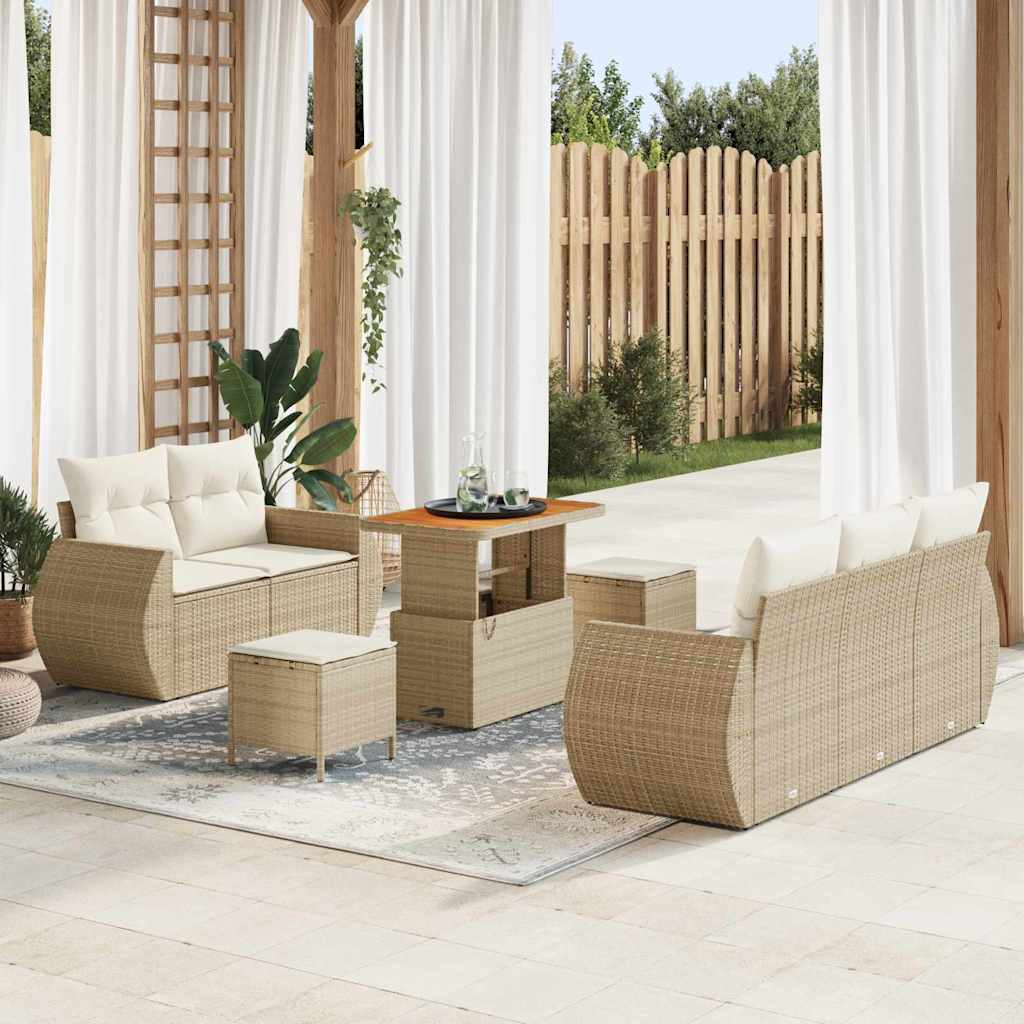 Gartensofa-set 8 stk. Beige Poly-Rattan