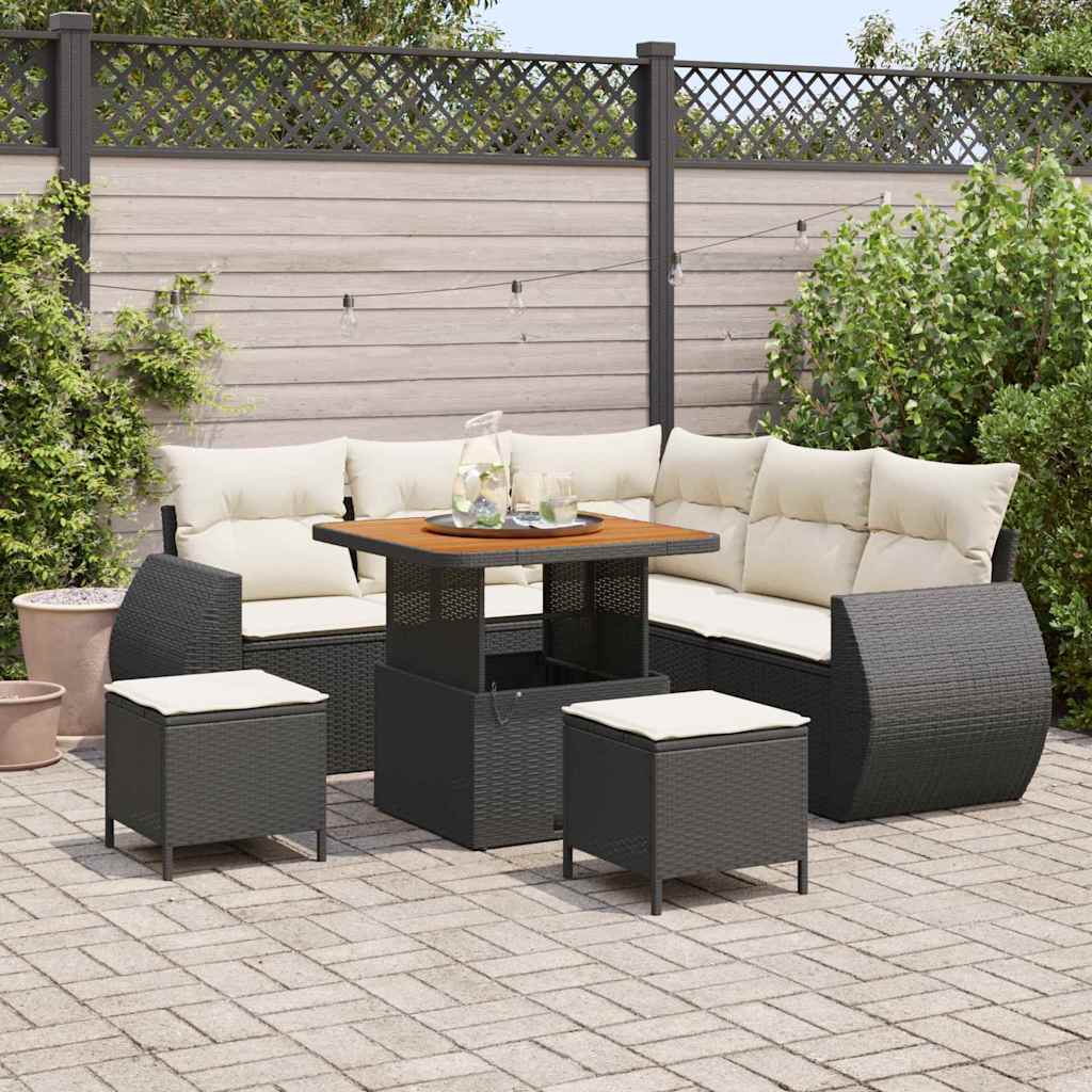 Gartensofa-set 8 stk. Schwarz Poly-Rattan