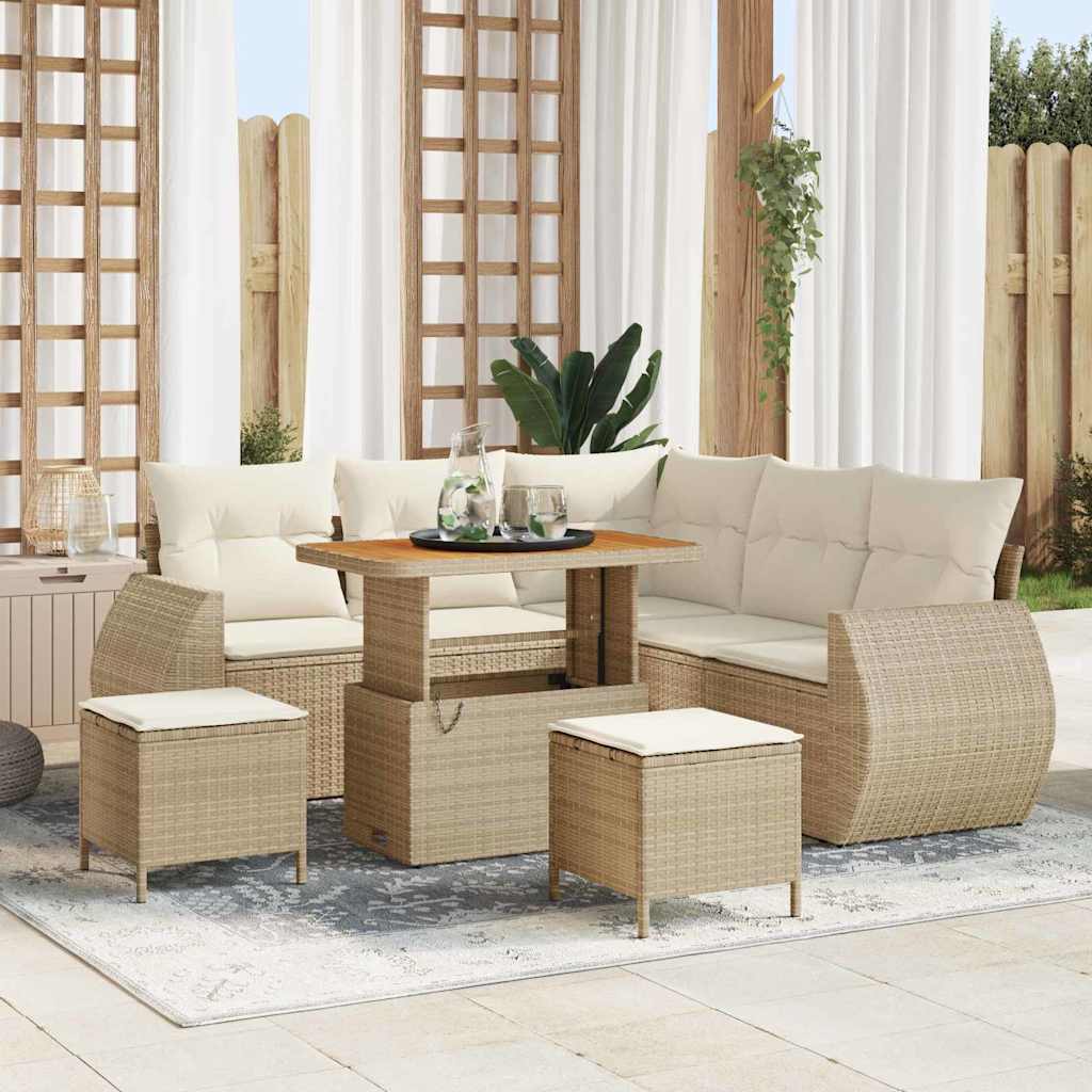 Gartensofa-set 8 stk. Beige Poly-Rattan