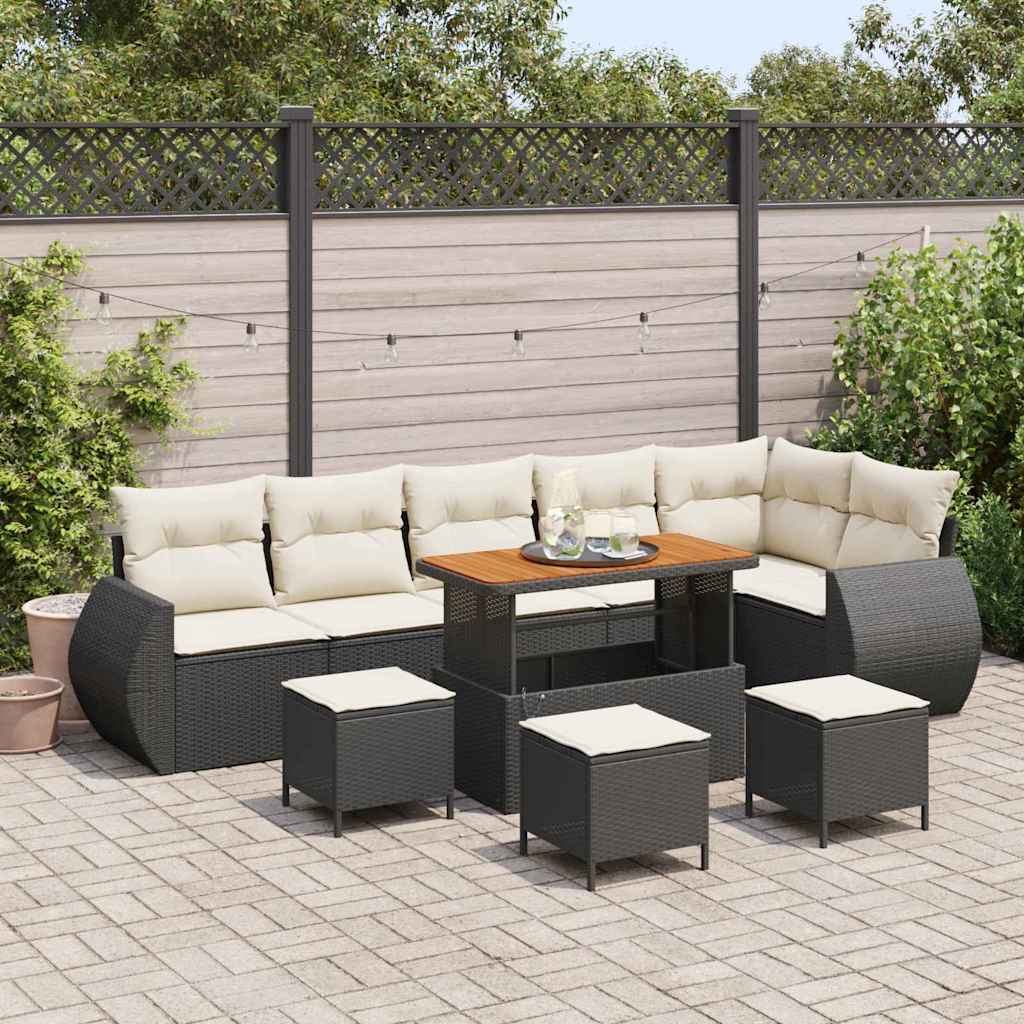 Gartensofa-set 10 stk. Schwarz Poly-Rattan