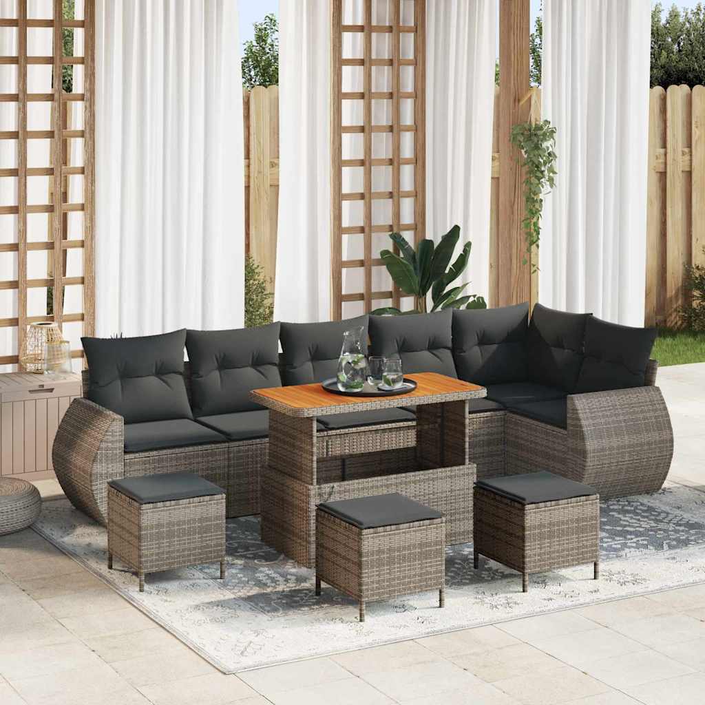 Gartensofa-set 10 stk. Grau Poly-Rattan