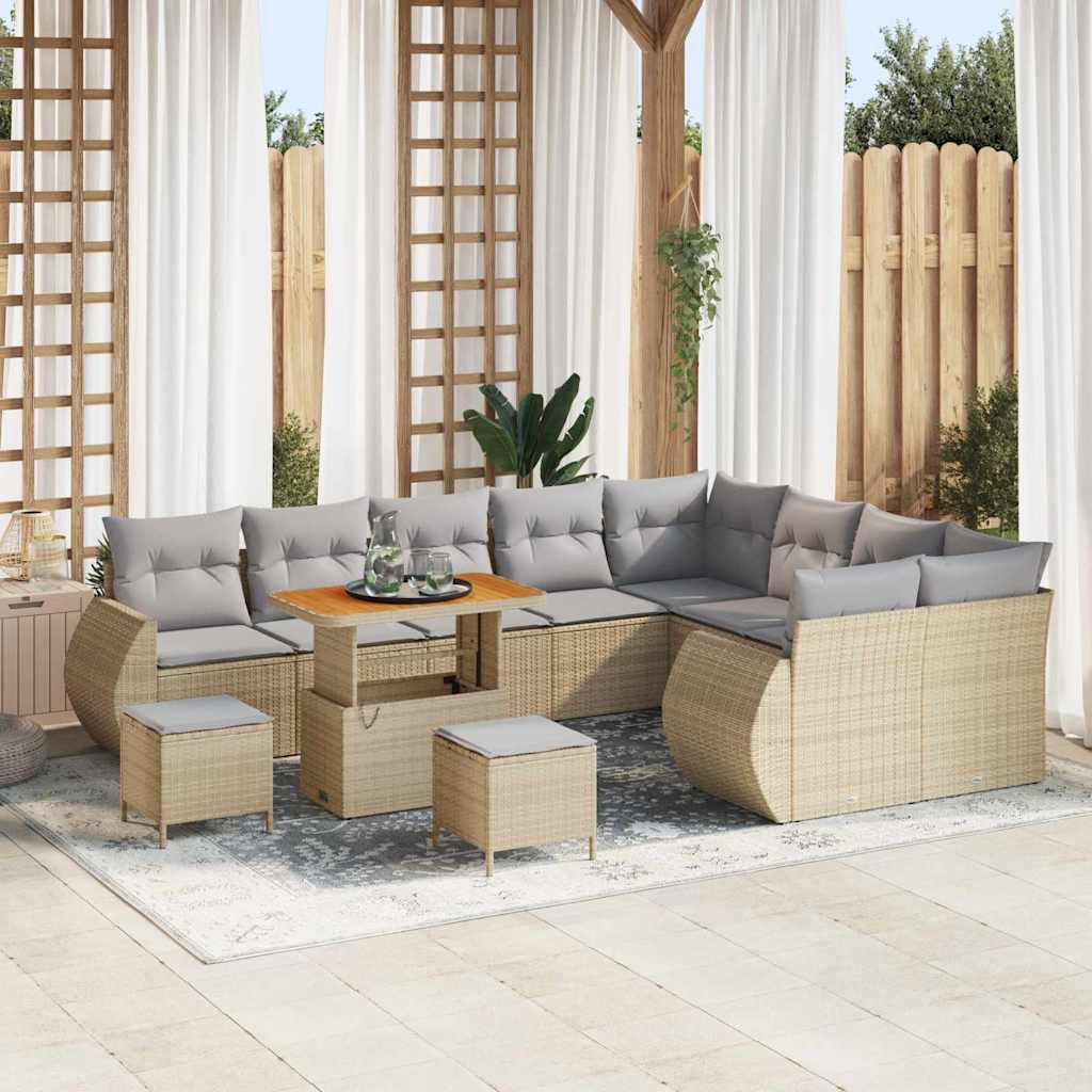 Gartensofa-set 12 stk. Beige Poly-Rattan