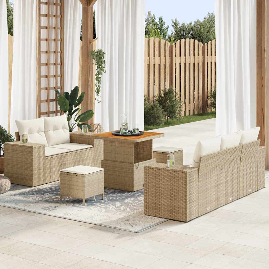 Gartensofa-set 8 pcs Beige Poly-Rattan