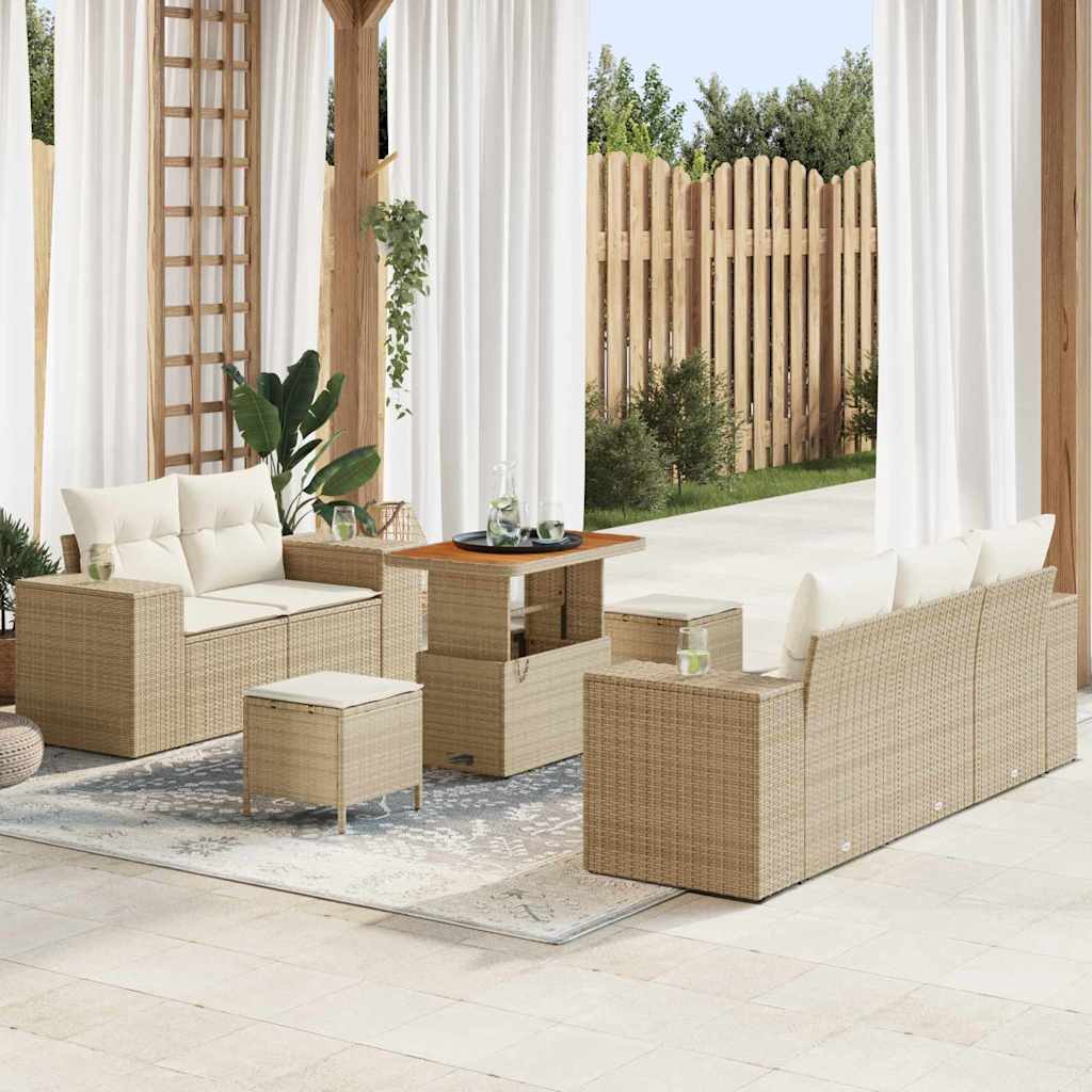 Gartensofa-set 8 pcs Beige Poly-Rattan
