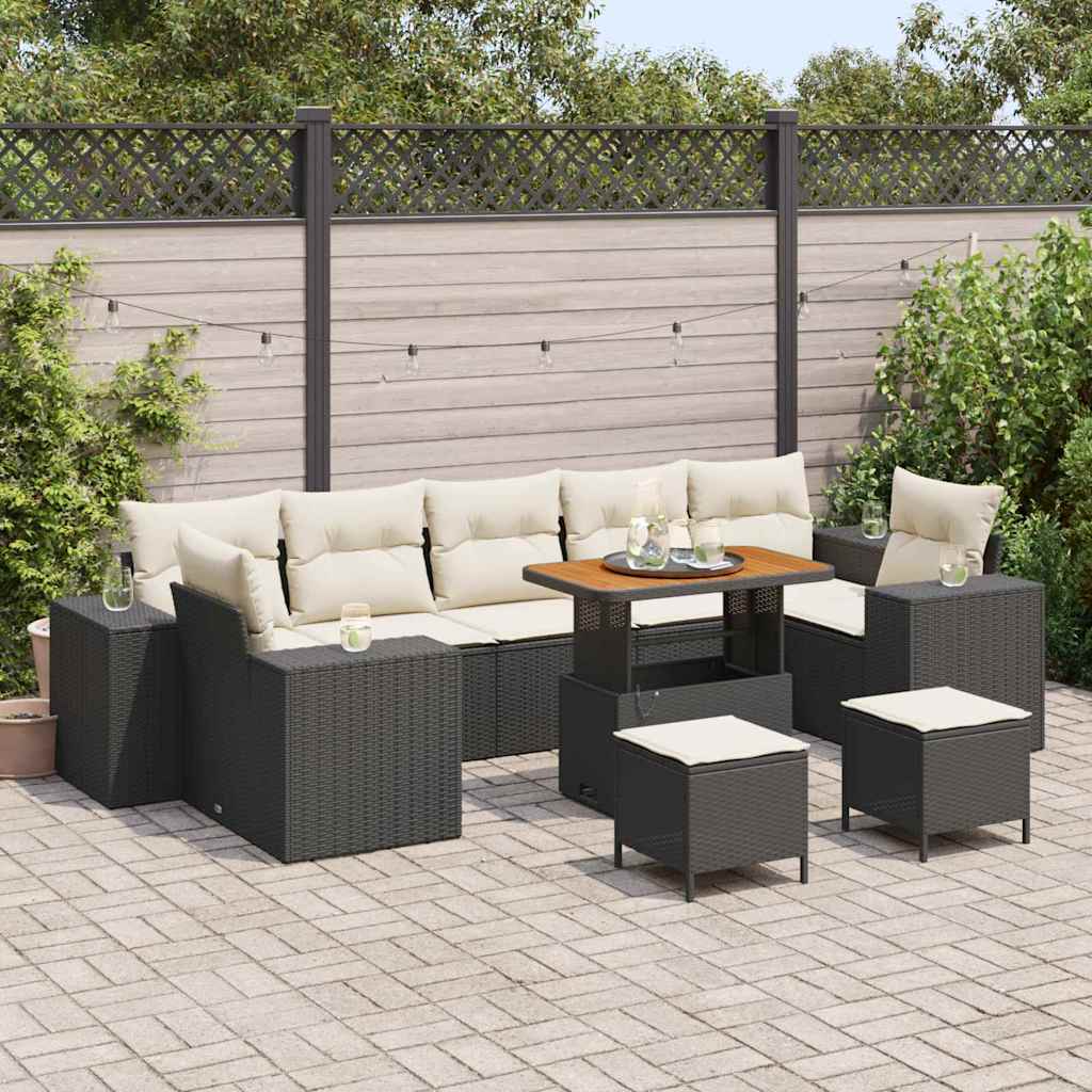 Gartensofa-set 10 stk. Schwarz Poly-Rattan