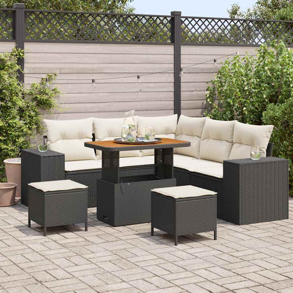 Gartensofa-set 8 stk. Schwarz Poly-Rattan