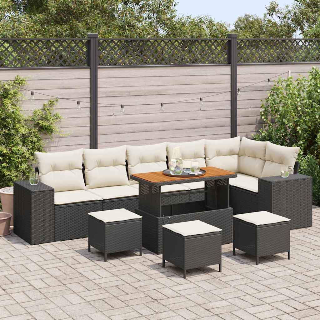 Gartensofa-set 10 stk. Schwarz Poly-Rattan