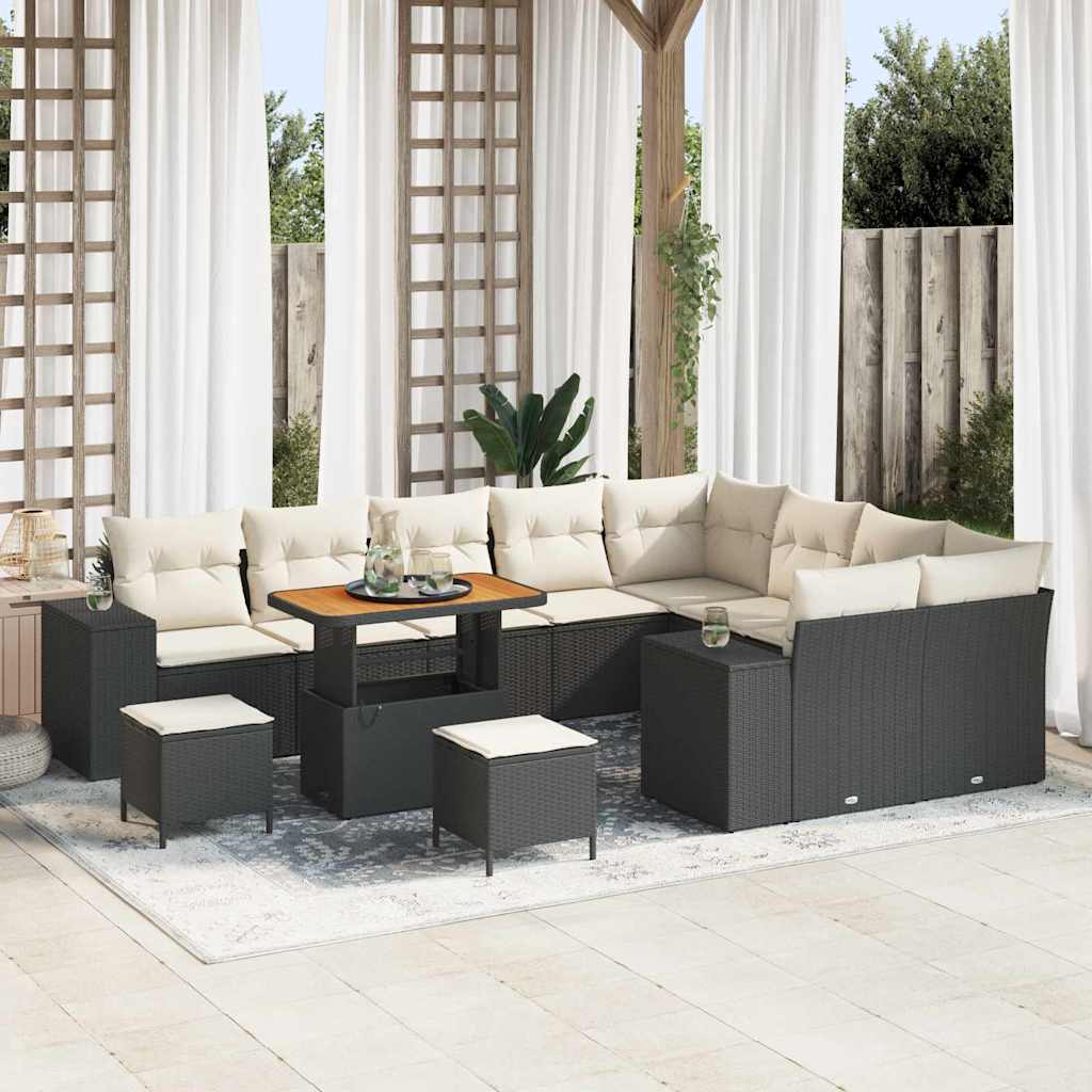 Gartensofa-set 12 stk. Schwarz Poly-Rattan