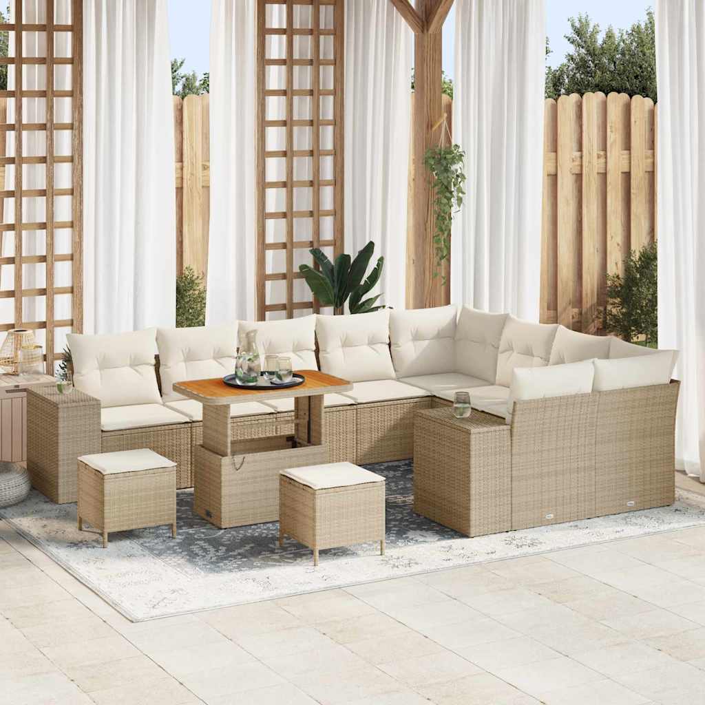 Gartensofa-set 12 stk. Beige Poly-Rattan