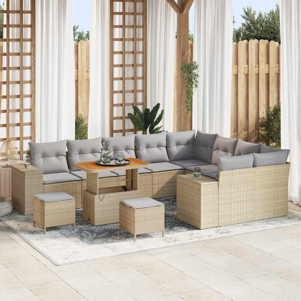 Gartensofa-set 12 stk. Beige Poly-Rattan
