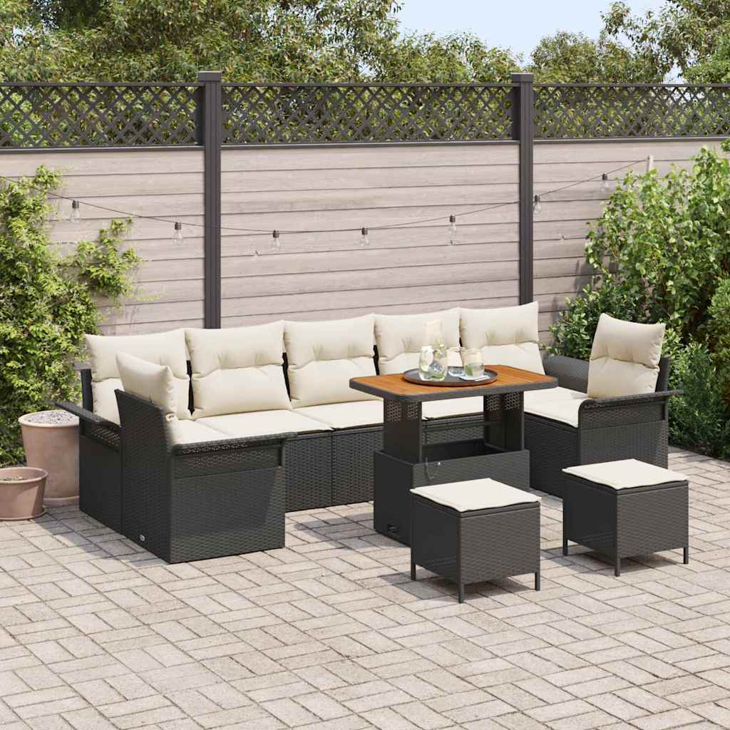 Gartensofa-set 10 stk. Schwarz Poly-Rattan