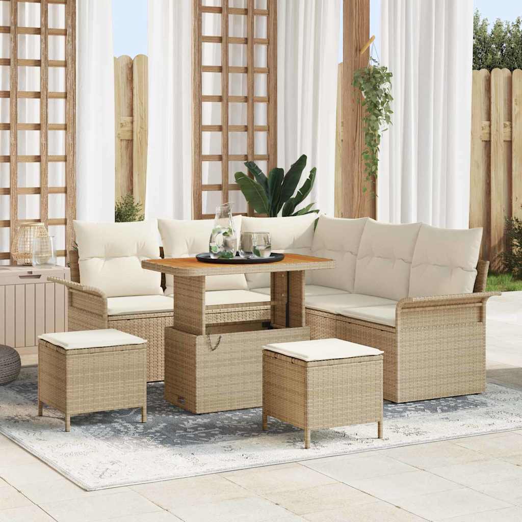 Gartensofa-set 8 stk. Beige Poly-Rattan