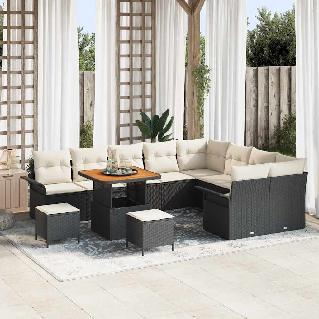 Gartensofa-set 12 stk. Schwarz Poly-Rattan