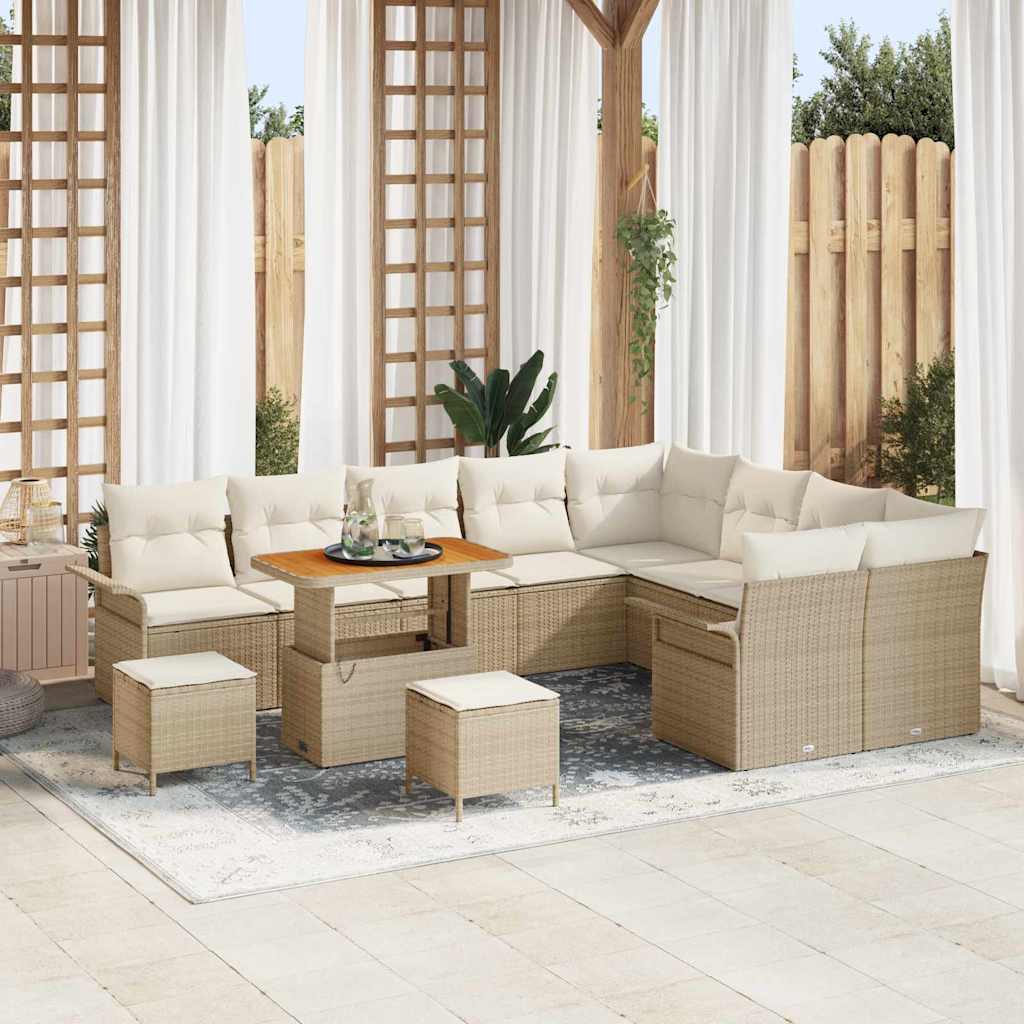 Gartensofa-set 12 stk. Beige Poly-Rattan