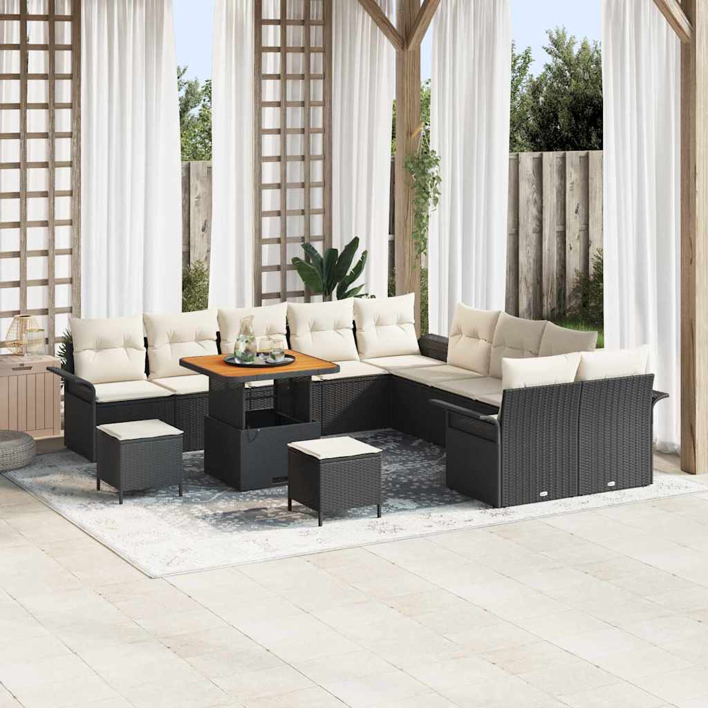 Gartensofa-set 13 stk. Schwarz Poly-Rattan