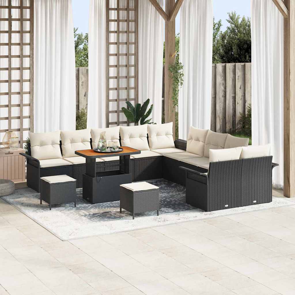Gartensofa-set 13 stk. Schwarz Poly-Rattan