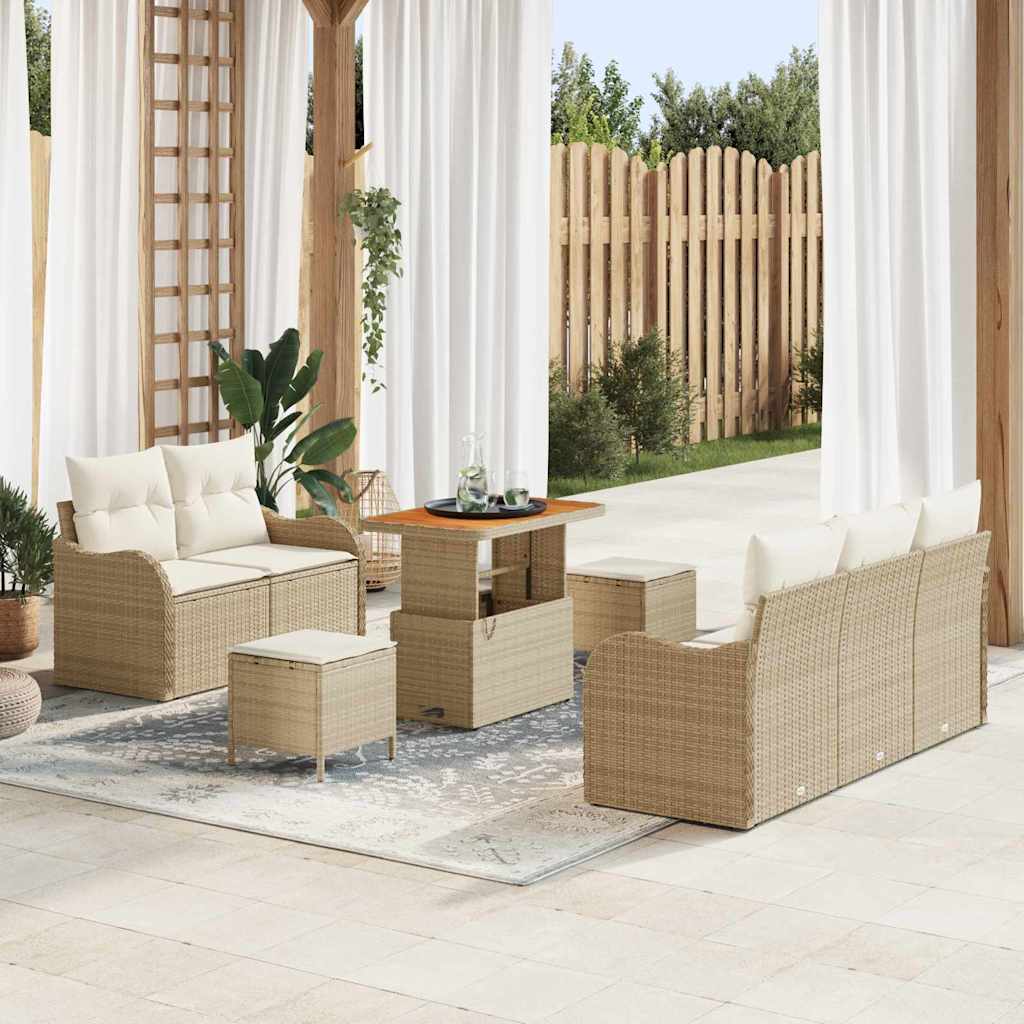 Gartensofa-set 8 stk. Beige Poly-Rattan
