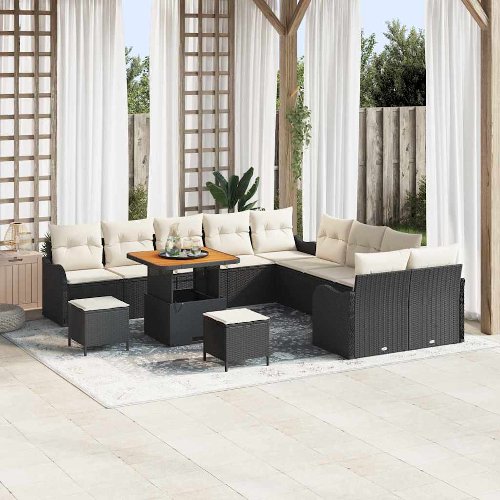 Garten-Sofa-Set 13 stk. Schwarz Poly-Rattan