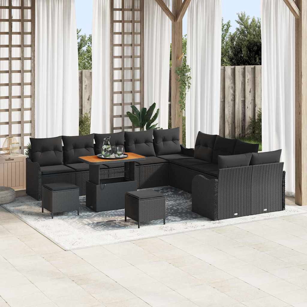 Garten-Sofa-Set 13 stk. Schwarz Poly-Rattan