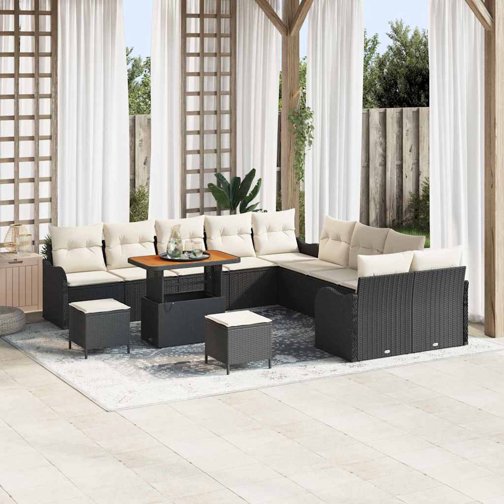 Garten-Sofa-Set 13 stk. Schwarz Poly-Rattan