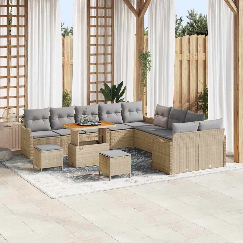Garten-Sofa-Set 13 stk. Beige Poly-Rattan