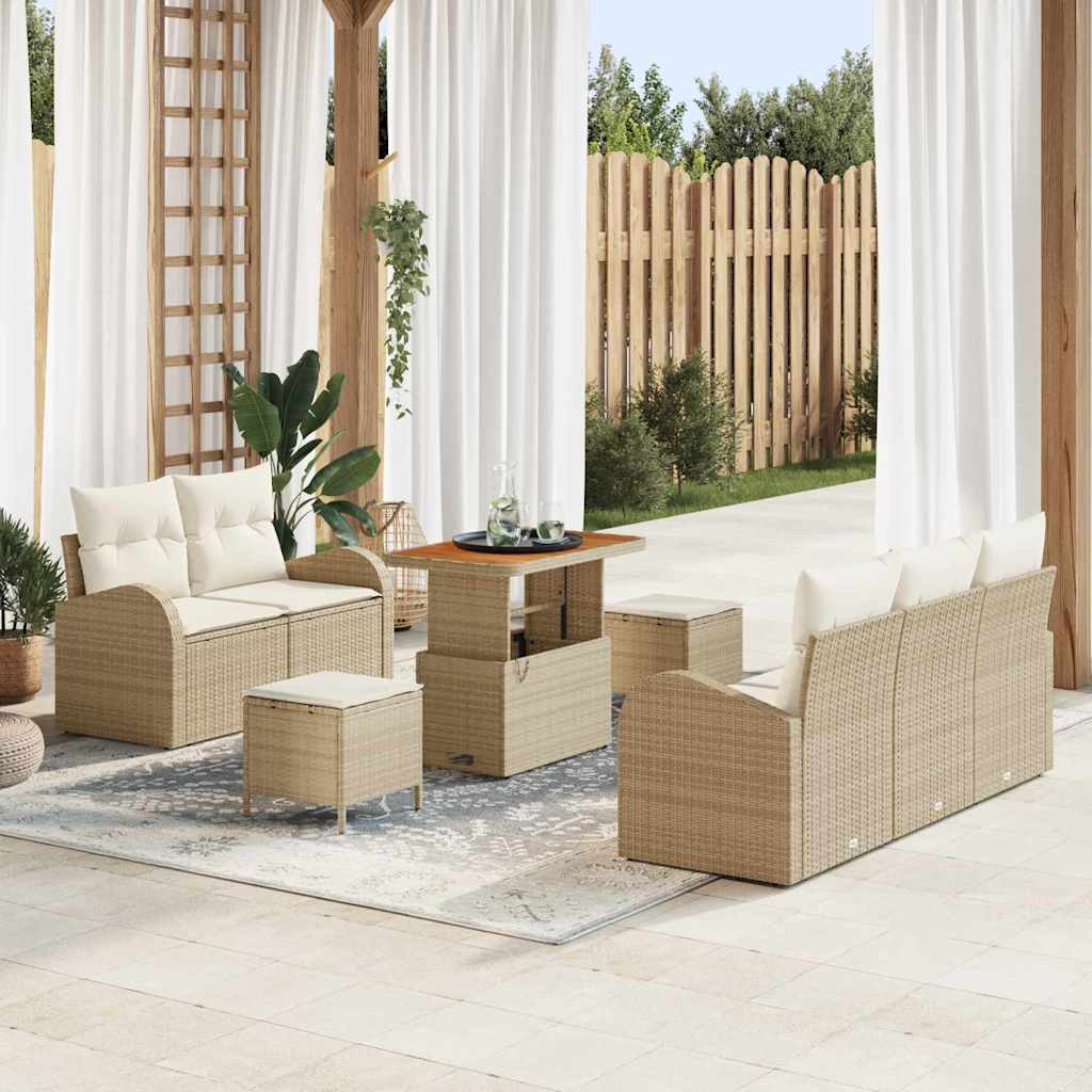 Gartensofa-set 8 stk. Beige Poly-Rattan