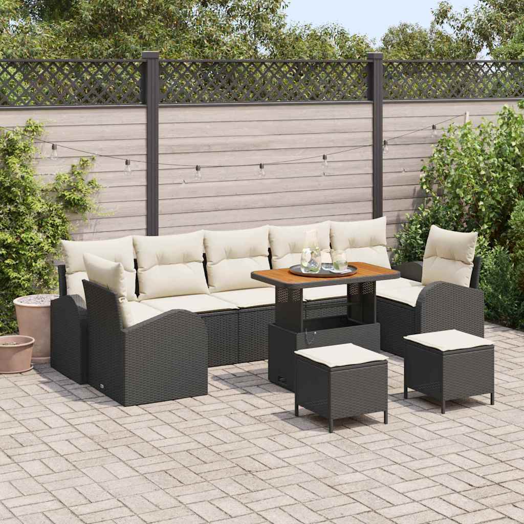 Gartensofa-set 10 stk. Schwarz Poly-Rattan