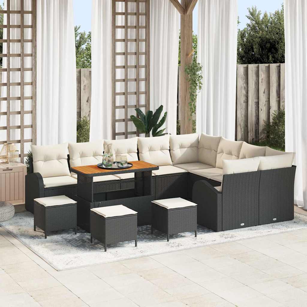 Gartensofa-set 13 stk. Schwarz Poly-Rattan