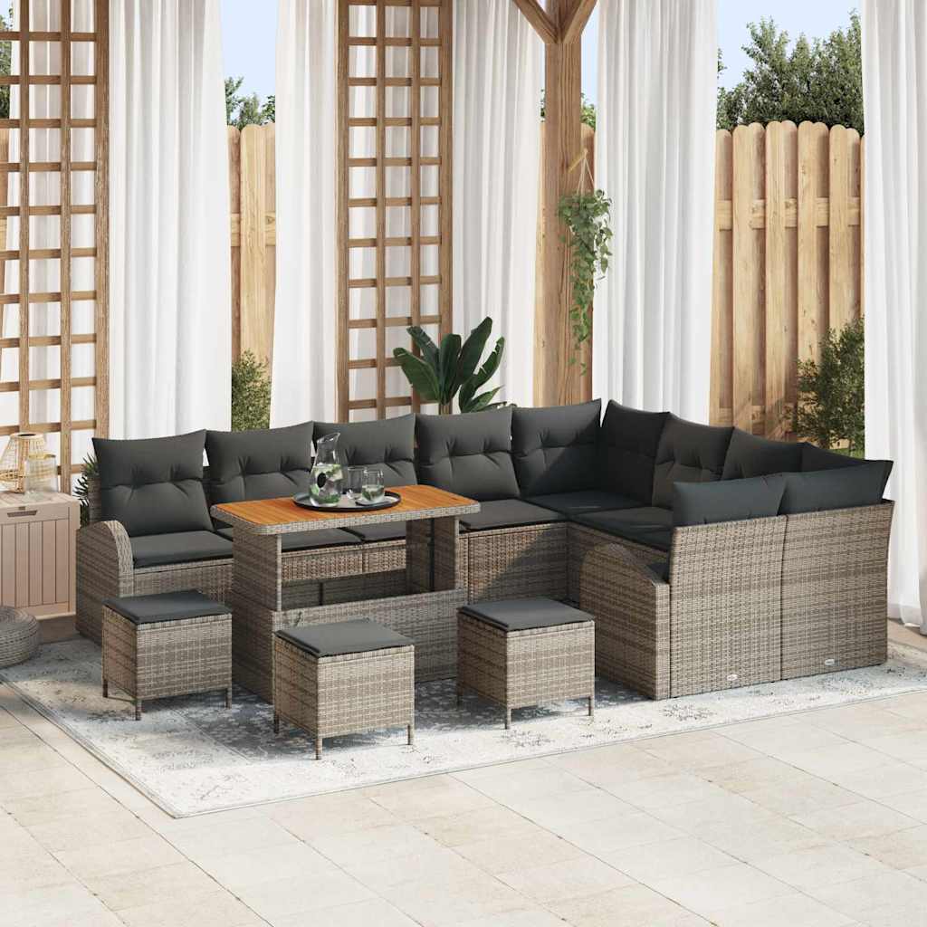 Gartensofa-set 13 stk. Grau Poly-Rattan