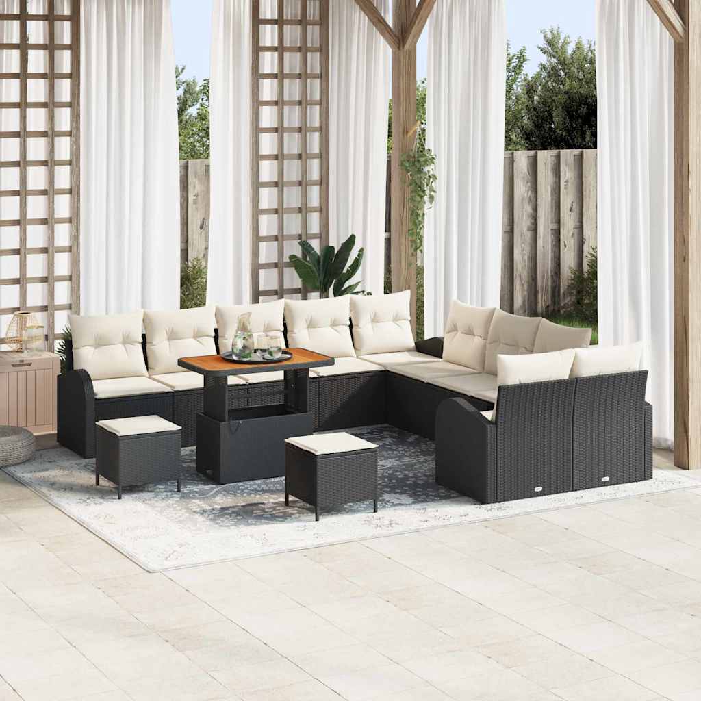 Gartensofa-set 13 stk. Schwarz Poly-Rattan