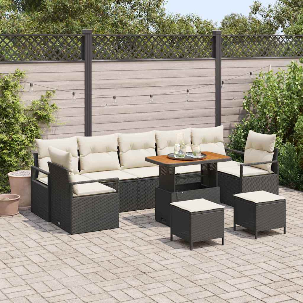 Gartensofa-set 10 stk. Schwarz Poly-Rattan