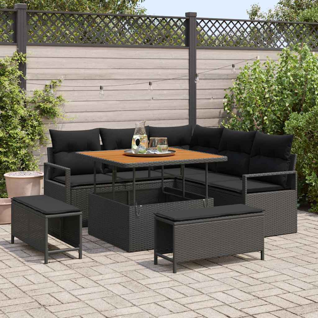 Gartensofa-set 8 stk. Schwarz Poly-Rattan