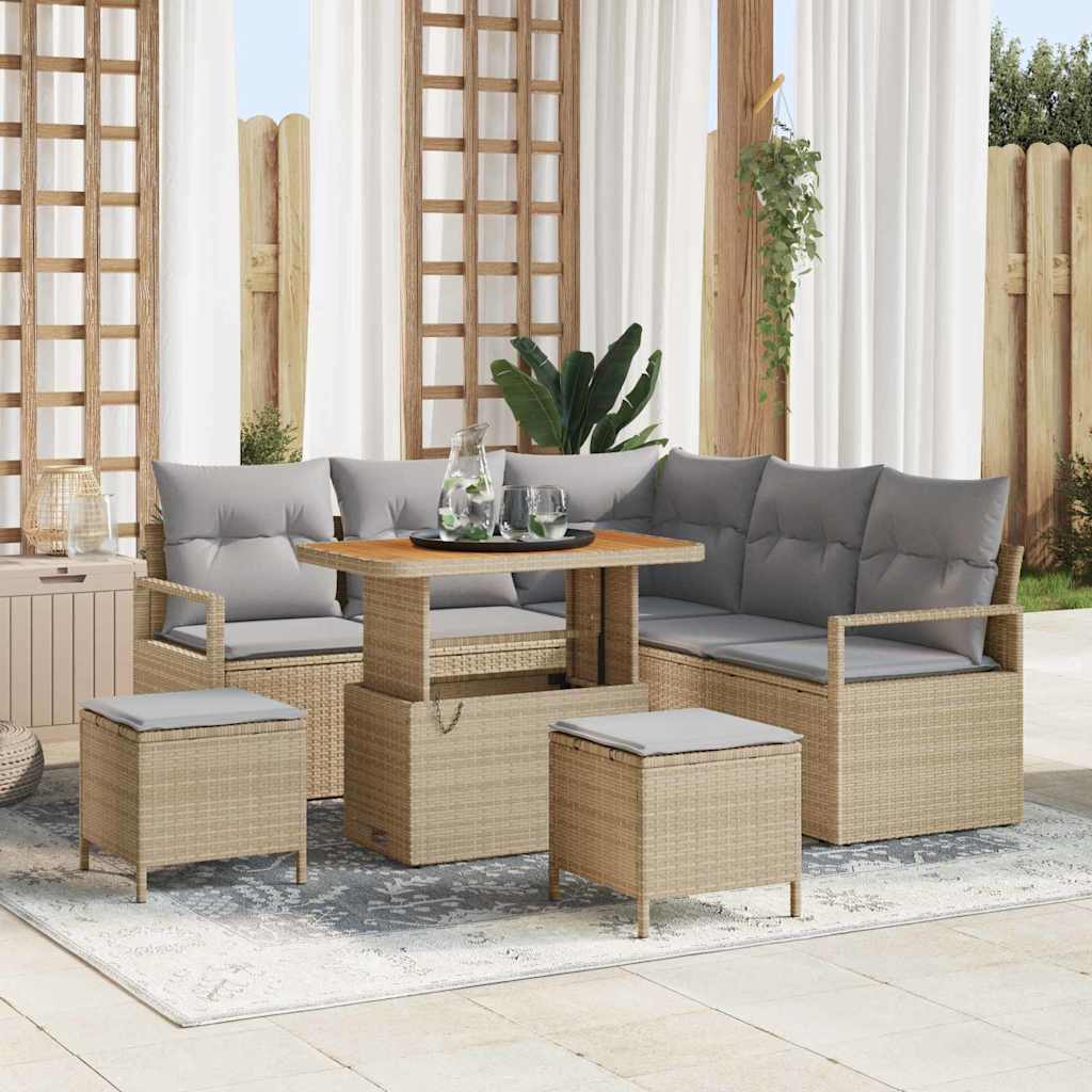 Gartensofa-set 8 stk. Beige Poly-Rattan