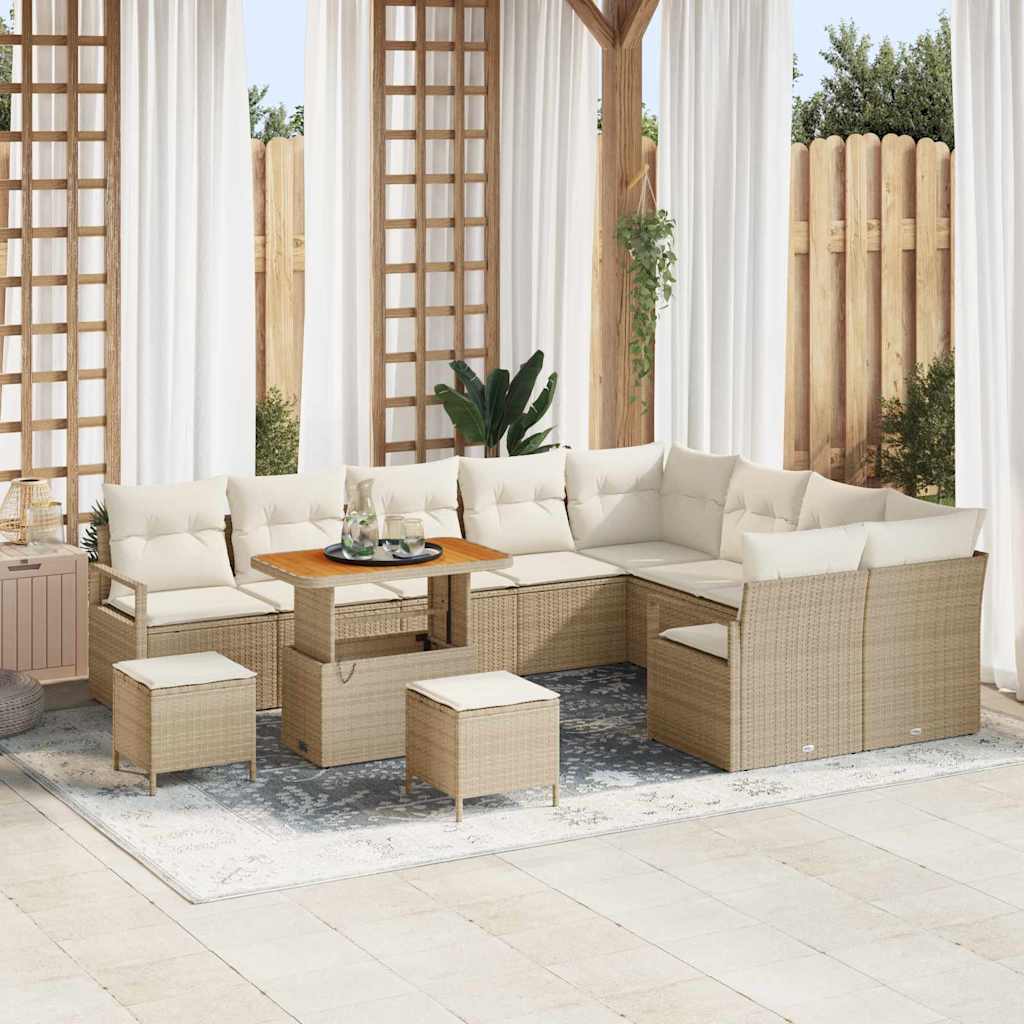 Gartensofa-set 12 stk. Beige Poly-Rattan