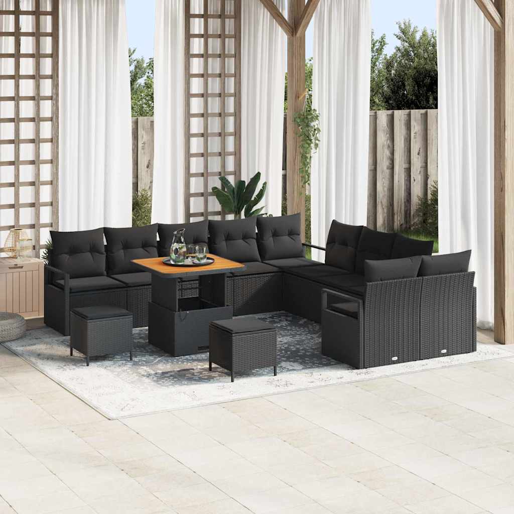 Gartensofa-set 13 stk. Schwarz Poly-Rattan