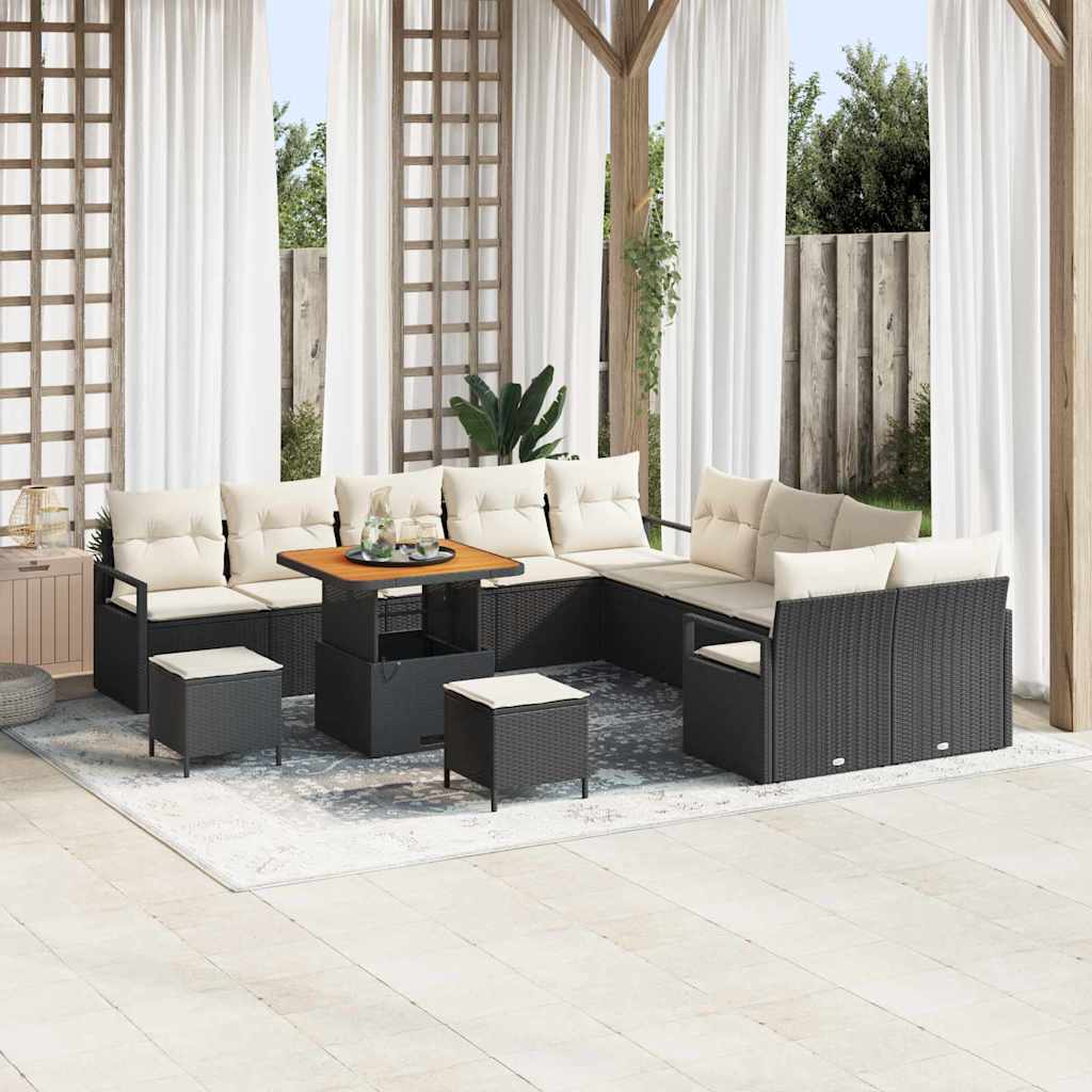 Gartensofa-set 13 stk. Schwarz Poly-Rattan