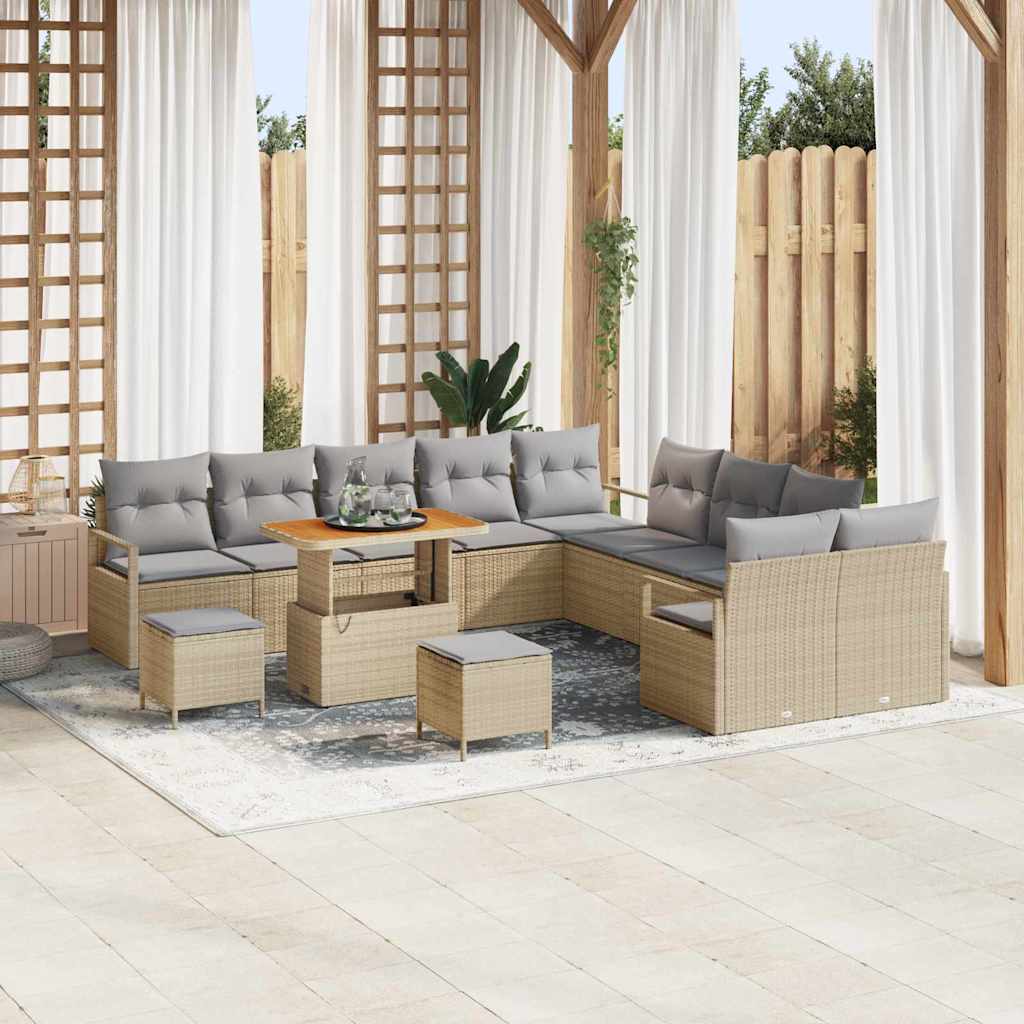 Gartensofa-set 13 stk. Beige Poly-Rattan