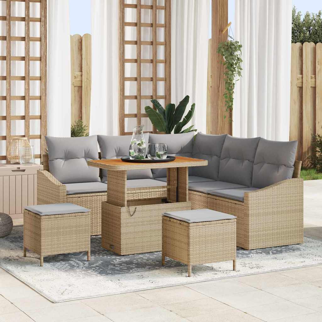 Gartensofa-set 8 stk. Beige Poly-Rattan