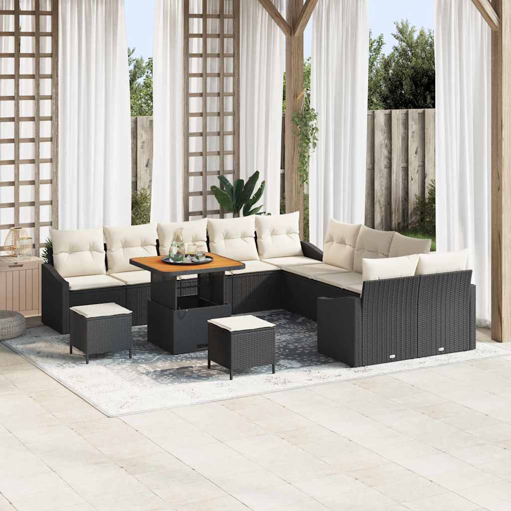 Gartensofa-set 13 stk. Schwarz Poly-Rattan