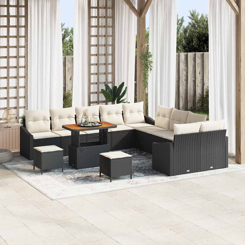 Gartensofa-set 13 stk. Schwarz Poly-Rattan