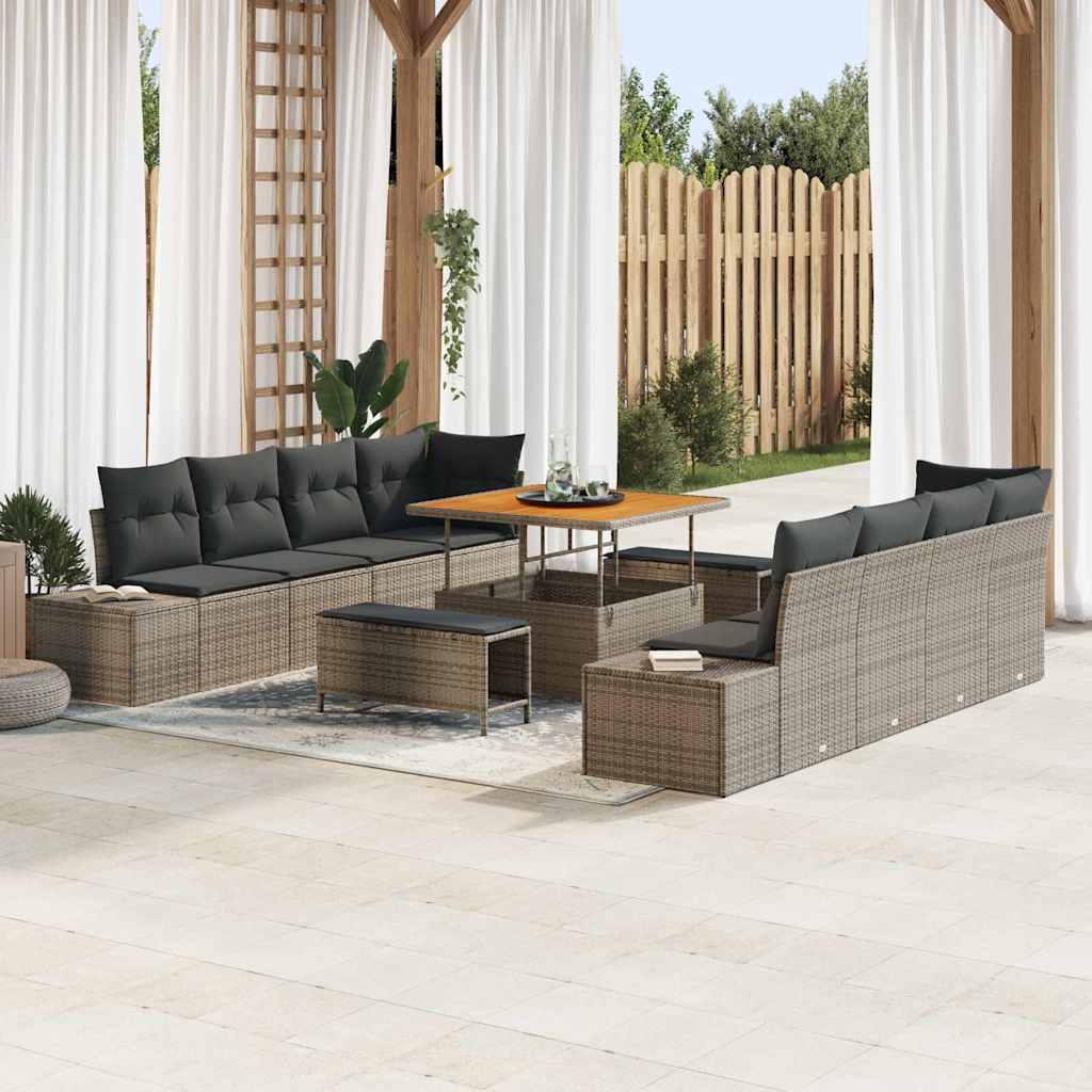 Gartensofa-set 11 stk. Grau Poly-Rattan