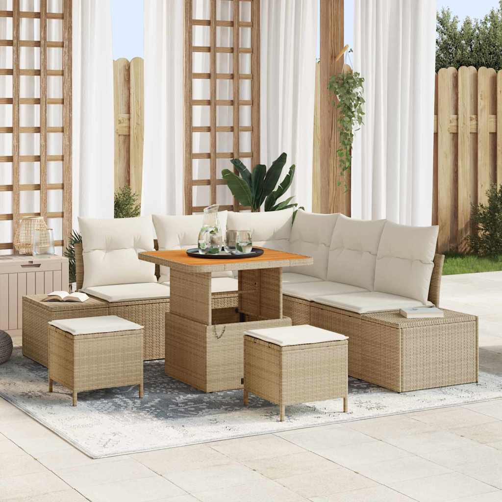 Gartensofa-set 8 stk. Beige Poly-Rattan