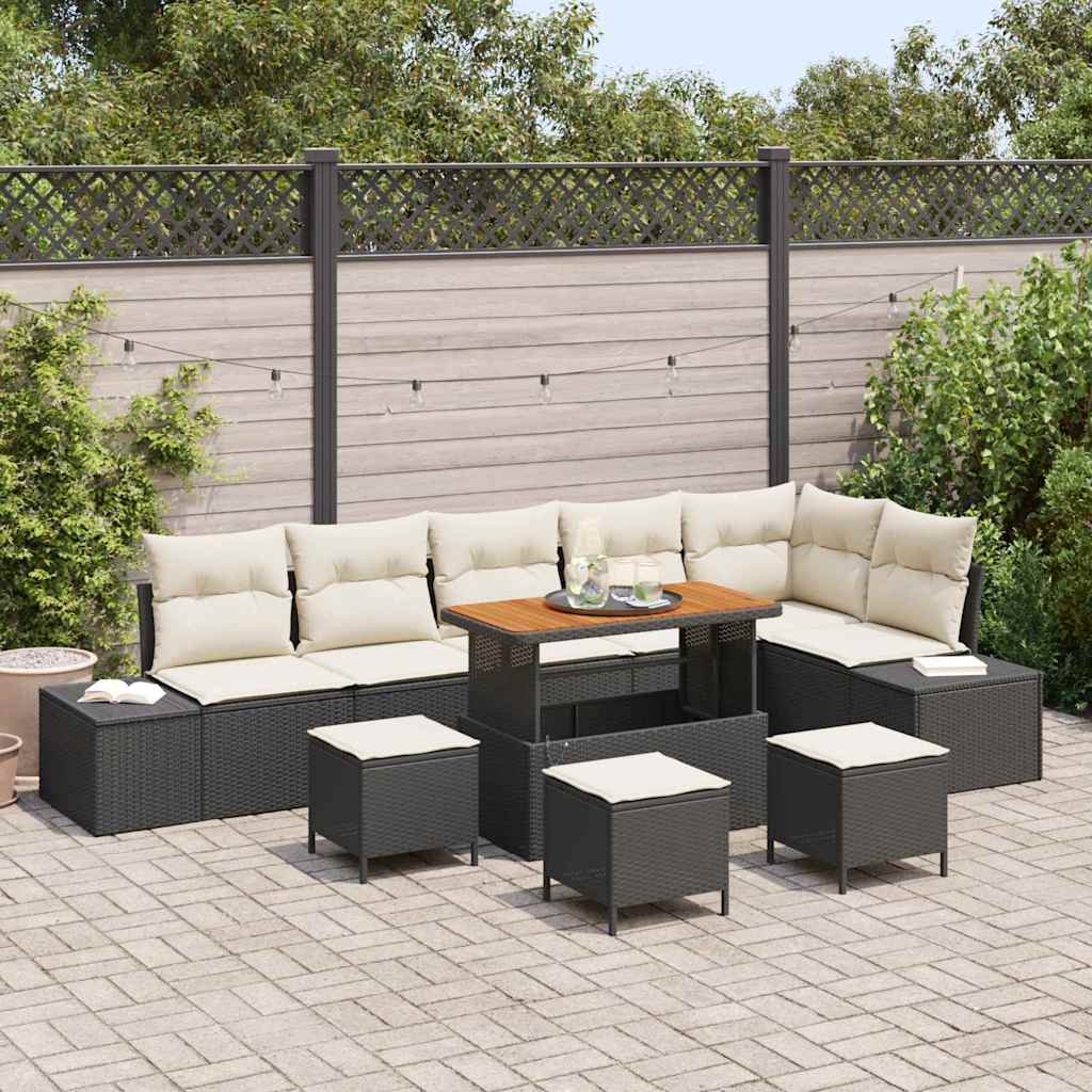Gartensofa-set 10 stk. Schwarz Poly-Rattan