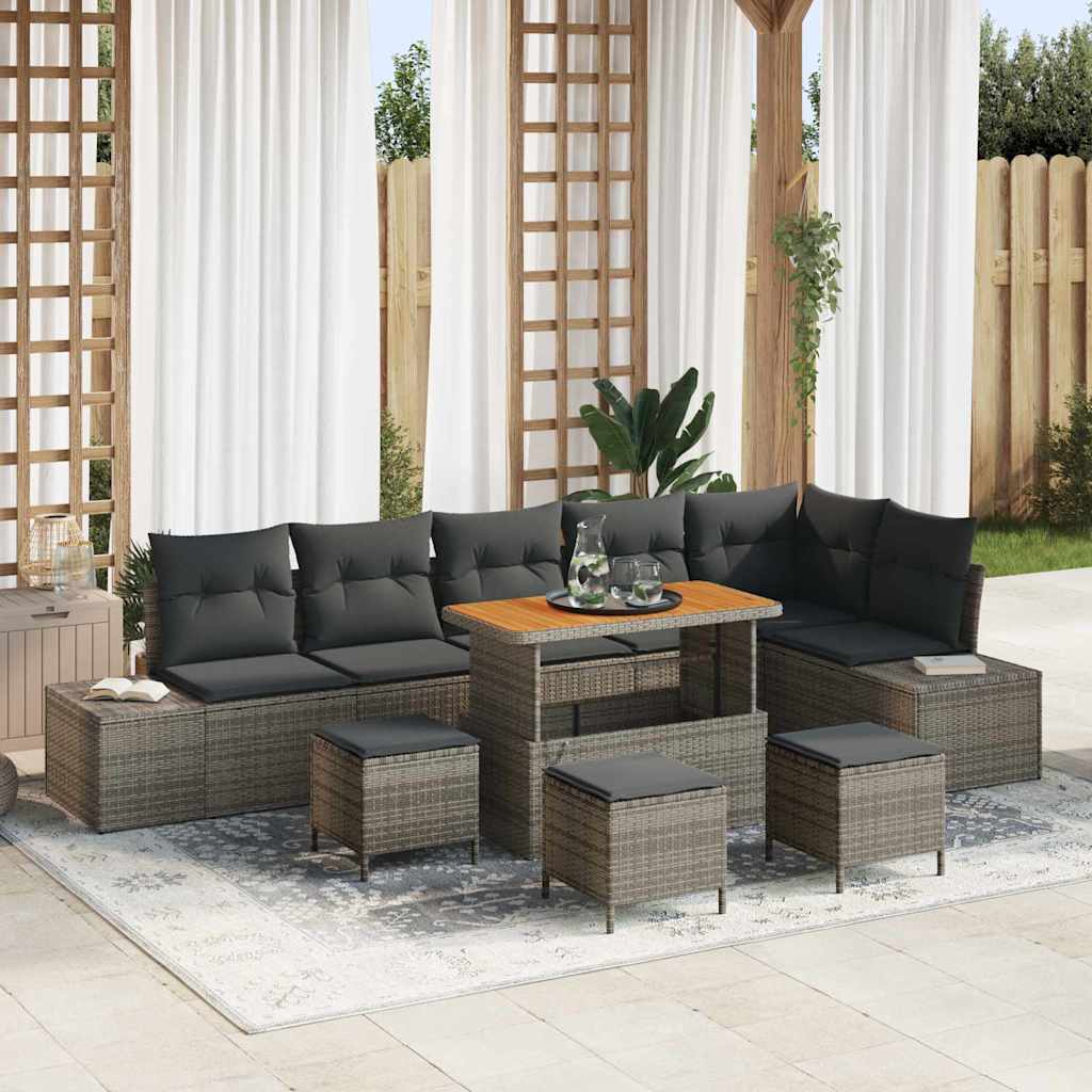 Gartensofa-set 10 stk. Grau Poly-Rattan