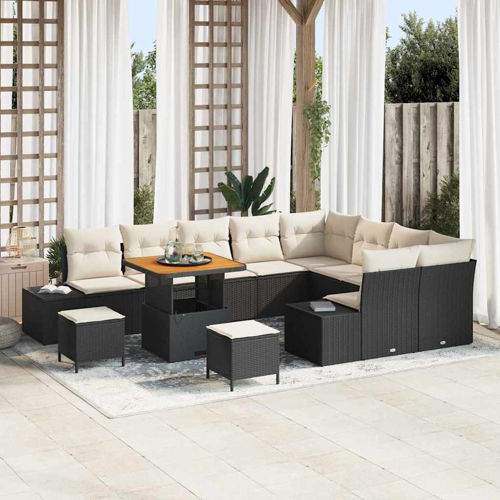 Gartensofa-set 12 stk. Schwarz Poly-Rattan