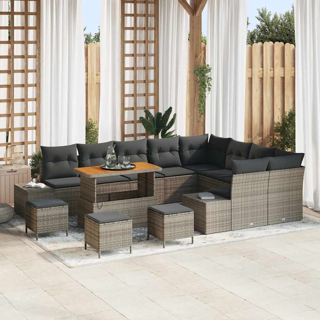 Gartensofa-set 13 stk. Grau Poly-Rattan