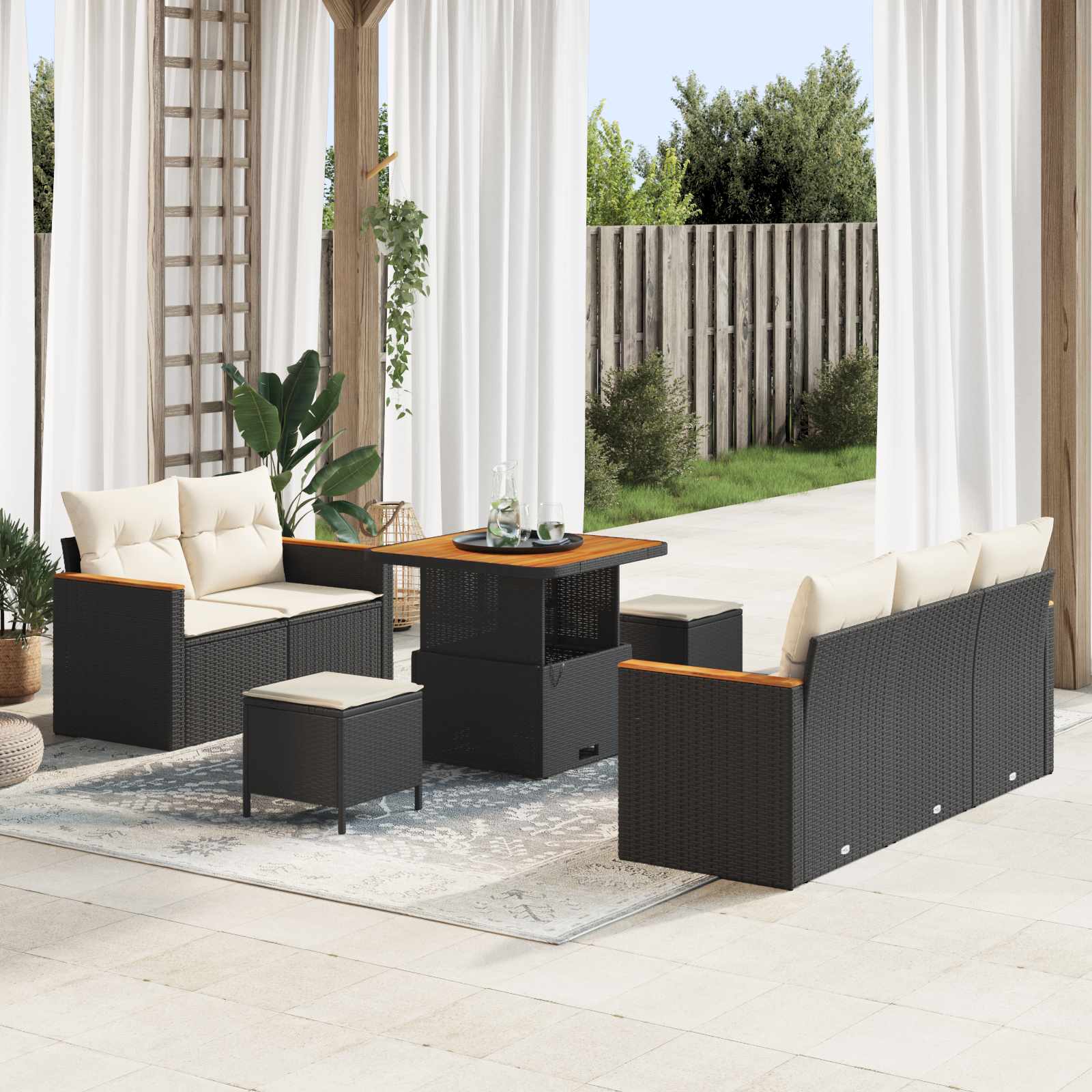 Gartensofa-set 8 stk. Schwarz Poly-Rattan